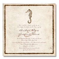 vintage seahorse beach wedding invitation